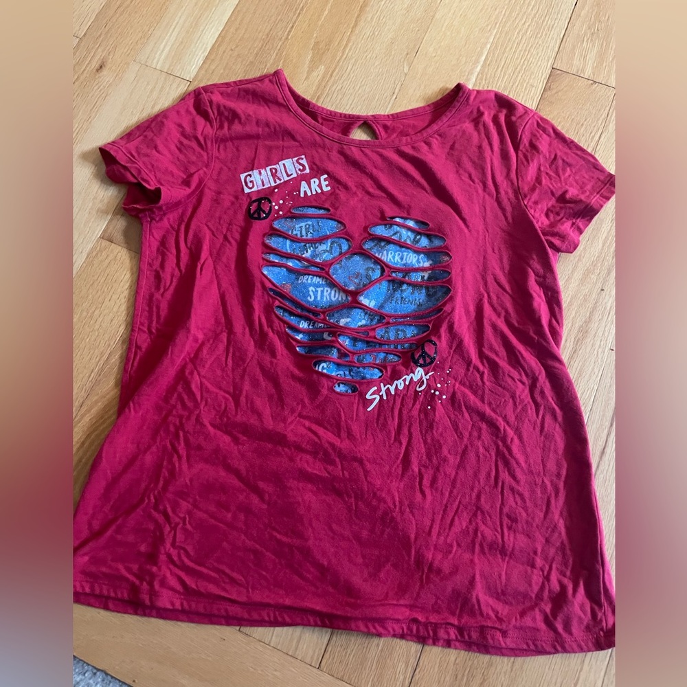 Justice red short sleeve shirt